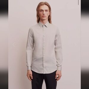 Tiger Of Sweden "Filbrodie" Extra-slim Burton Down Shirt. Long Sleeve Light Grey